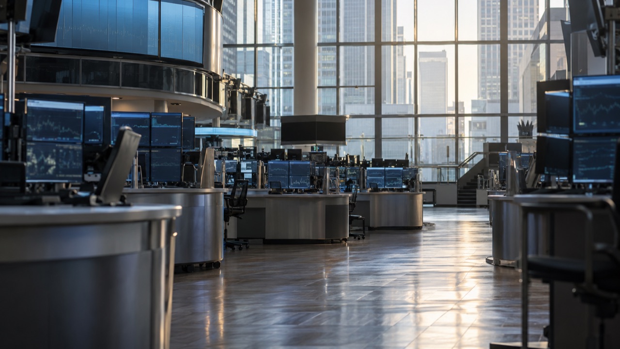 The US stock exchange trading floor; conceptual illustration, not a photograph of a forecast event